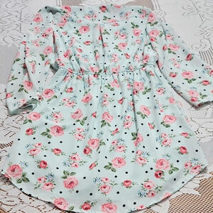 Cloud & Sky Floral Midi Dress - Blue and Pink